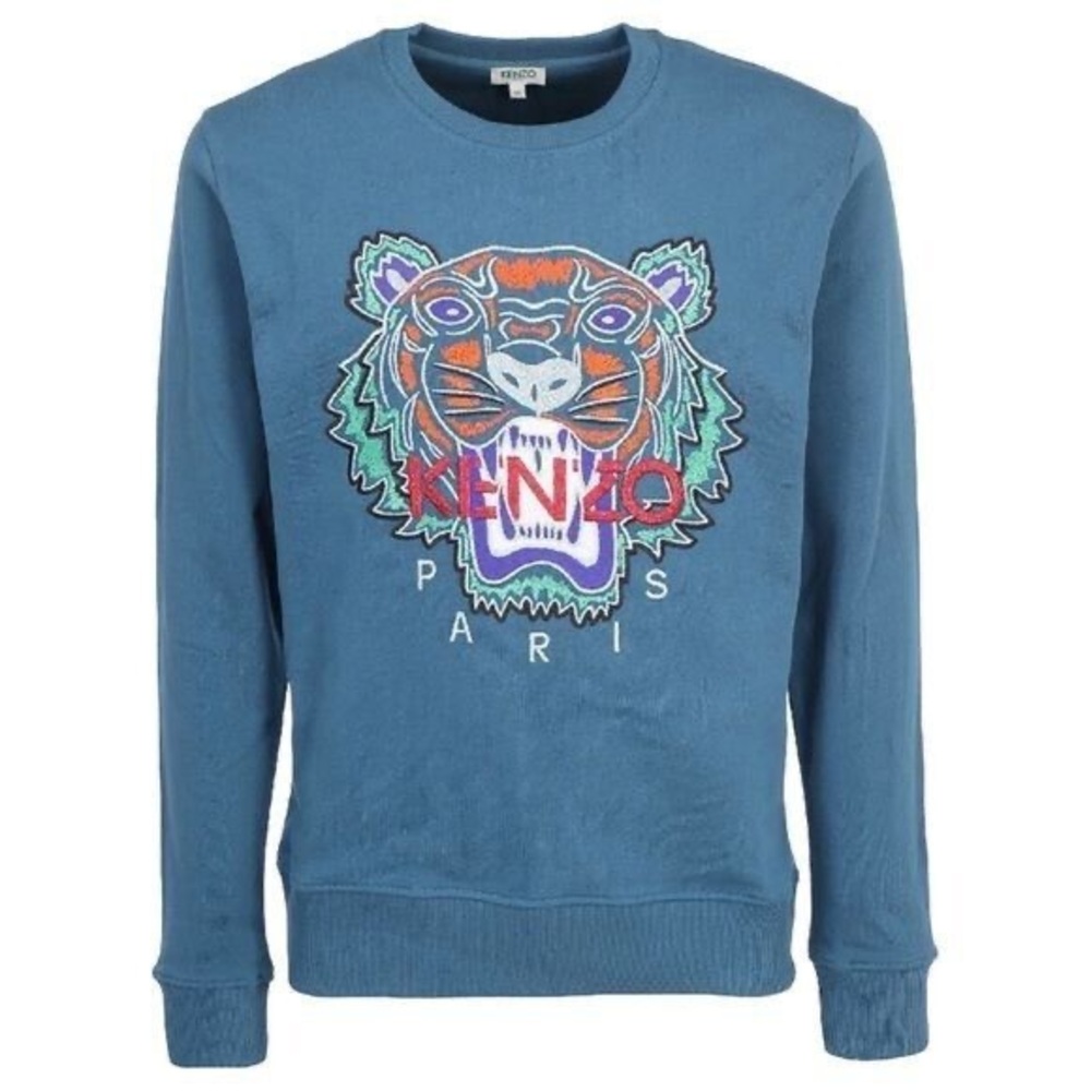 Kendo Bicolor Embroidered Tiger Crewneck Sweatshirt, Small